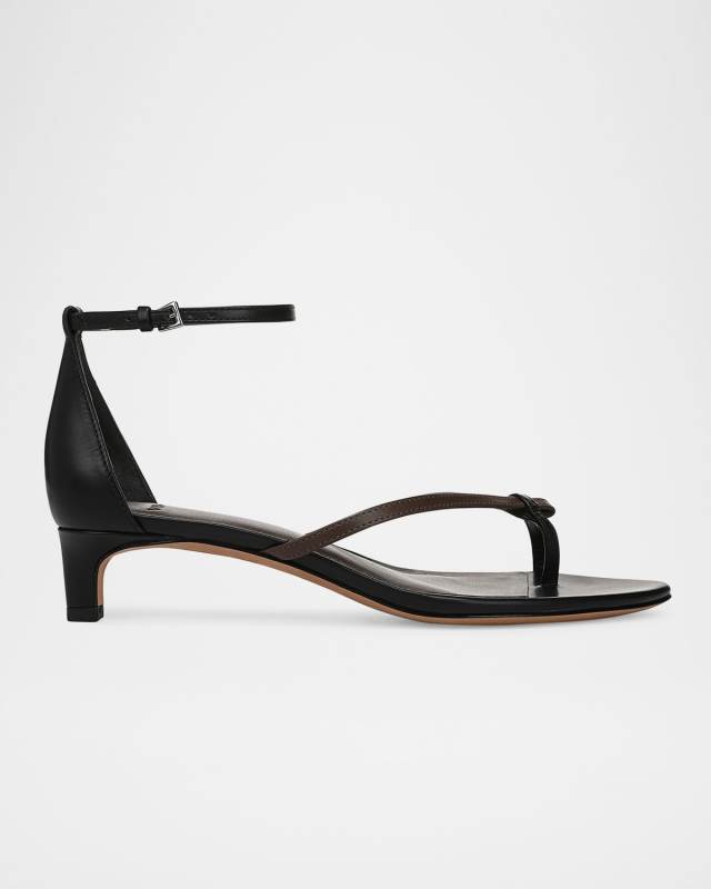 Siri Bicolor Leather Kitten Sandals